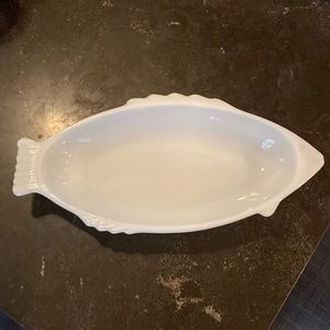 Vintage Glasbake Milk Glass Fish Serving Dish